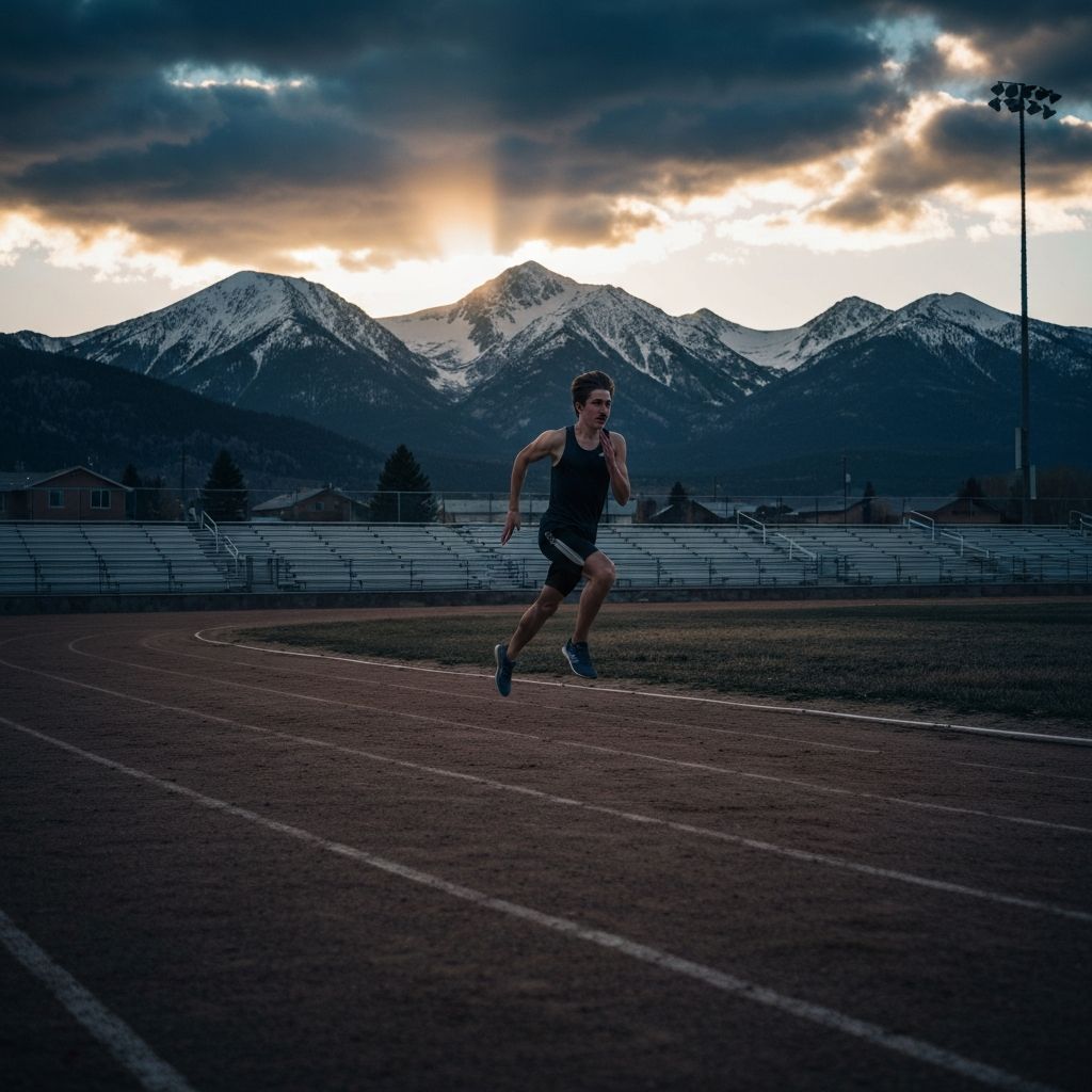 Athlete training at dawn in a small Colorado plains town